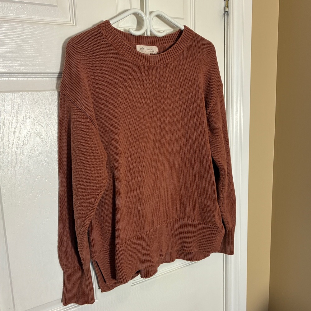 Philosophy Women’s 100% Cotton Knit Sweater Rose Brown Size L